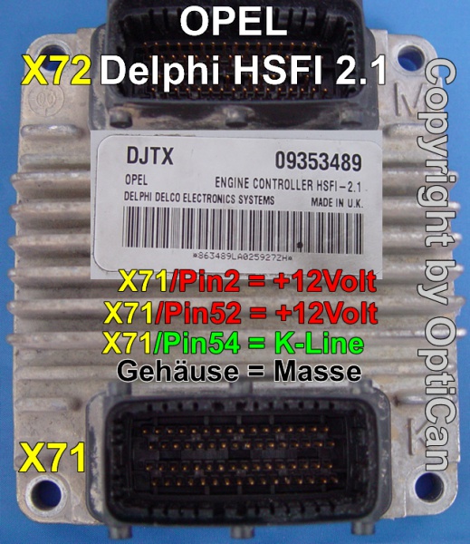 Delphi HSFI 2.1 (Opel) pinout diagram 1